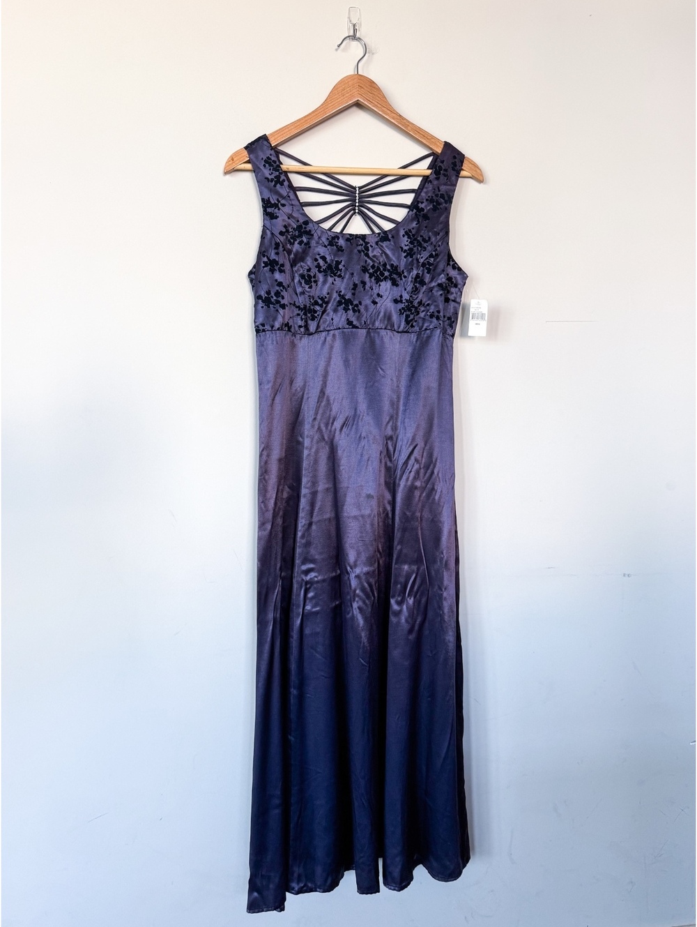 Vintage 1999 Deadstock NWT Purple Evening Wedding Guest Formal Maxi Dress